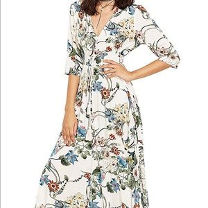 Women's Button Up Split Floral Print Flowy Maxi